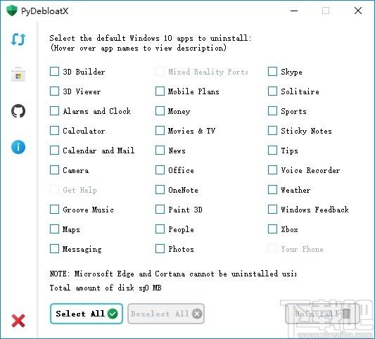PyDebloatX下载,卸载win10默认应用,卸载软件